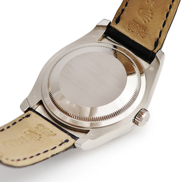 腕時計 ロレックス ROLEX デイトジャスト 36 116139 F番 自動巻き メンズ F番 K18WG無垢 ブルー 青 フルーテッドベゼル サンレイ