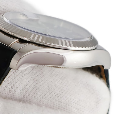 腕時計 ロレックス ROLEX デイトジャスト 36 116139 F番 自動巻き メンズ F番 K18WG無垢 ブルー 青 フルーテッドベゼル サンレイ