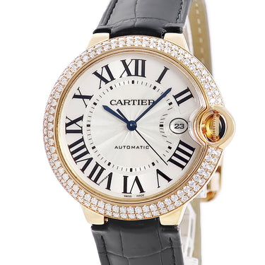 腕時計 カルティエ Cartier バロンブルー ドゥ カルティエ LM WE900751 自動巻き メンズ 純正ダイヤ シルバー ギョウシェ 青針