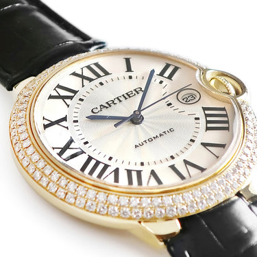 腕時計 カルティエ Cartier バロンブルー ドゥ カルティエ LM WE900751 自動巻き メンズ 純正ダイヤ シルバー ギョウシェ 青針