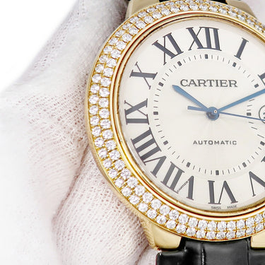 腕時計 カルティエ Cartier バロンブルー ドゥ カルティエ LM WE900751 自動巻き メンズ 純正ダイヤ シルバー ギョウシェ 青針