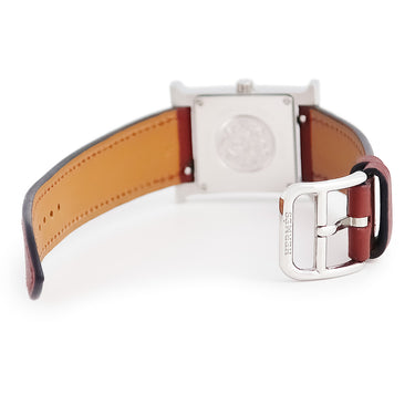 腕時計 エルメス HERMES Hウォッチ PM HH1.210 クオーツ レディース レッド 赤 アラビア H型 スクエア