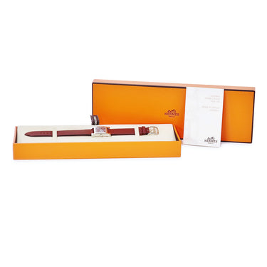 腕時計 エルメス HERMES Hウォッチ PM HH1.210 クオーツ レディース レッド 赤 アラビア H型 スクエア