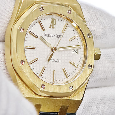 腕時計 オーデマピゲ AUDEMARS PIGUET ロイヤルオーク 15300BA.OO.D088CR.01 自動巻き メンズ K18YG無垢 バー 八角形 デイト