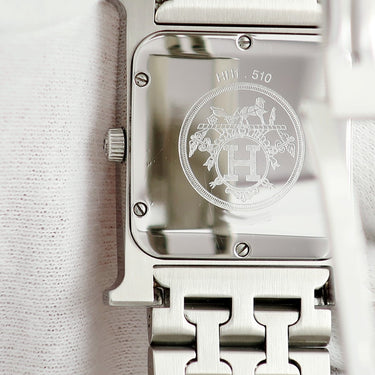 腕時計 エルメス HERMES Hウォッチ MM HH1.510 クオーツ メンズ レディース H型 オレンジ アラビア ギョウシェ