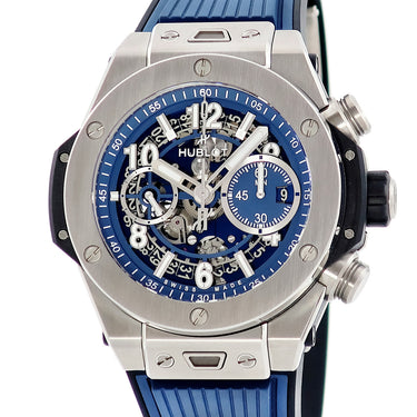 腕時計 ウブロ HUBLOT ビッグバン ウニコ チタニウム ブルー 421.NX.5170.RX 自動巻き メンズ OH済 フライバック クロノグラフ