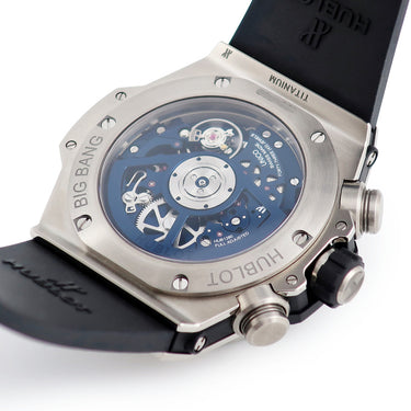 腕時計 ウブロ HUBLOT ビッグバン ウニコ チタニウム ブルー 421.NX.5170.RX 自動巻き メンズ OH済 フライバック クロノグラフ