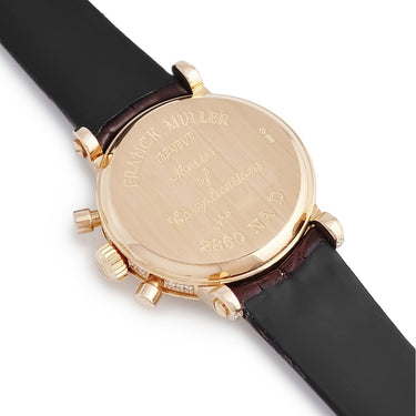 腕時計 フランクミュラー FRANCK MULLER ラウンド クロノグラフ 2860 NA D 手巻き レディース K18PG無垢 純正ダイヤ パヴェ シェル