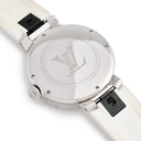 腕時計 ルイヴィトン LOUIS VUITTON タンブール ムーン デュアルタイム MM QA104Z クオーツ レディース シルバー GMT モノグラム