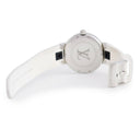 腕時計 ルイヴィトン LOUIS VUITTON タンブール ムーン デュアルタイム MM QA104Z クオーツ レディース シルバー GMT モノグラム