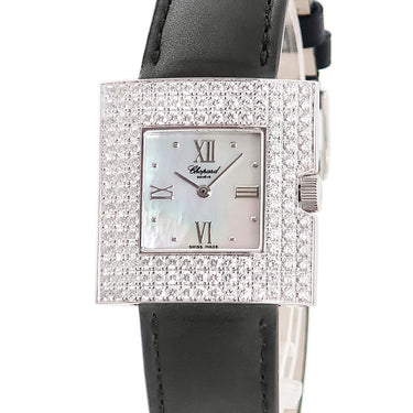 腕時計 ショパール CHOPARD 13/6862 クオーツ レディース K18WG無垢 純正ダイヤ シェル ローマン スクエア