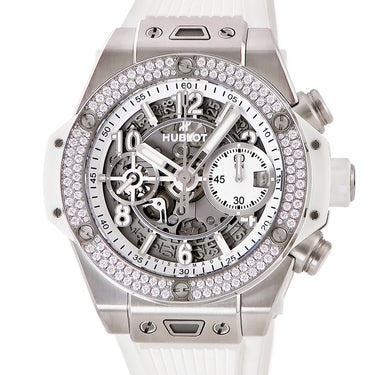 腕時計 ウブロ HUBLOT ビッグバン ウニコ チタニウム ホワイト ダイヤモンド 441.NE.2011.RW.1104 自動巻き メンズ 白 クロノグラフ
