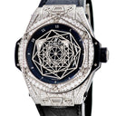 腕時計 ウブロ HUBLOT ビッグバン サンブルー チタニウム パヴェ 415.NX.1112.VR.1704.MXM17 自動巻き メンズ 純正ダイヤ ブラック