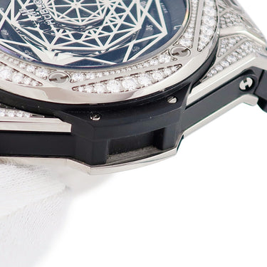 腕時計 ウブロ HUBLOT ビッグバン サンブルー チタニウム パヴェ 415.NX.1112.VR.1704.MXM17 自動巻き メンズ 純正ダイヤ ブラック