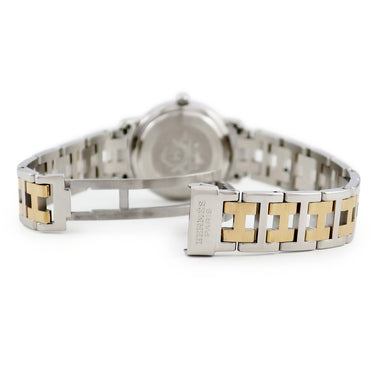 腕時計 エルメス HERMES クリッパー CL4.220 クオーツ レディース GP×SS コンビ アイボリー デイト Hマークブレス