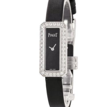 腕時計 ピアジェ PIAGET ライムライト G0A39200 クオーツ レディース K18WG無垢 純正ダイヤ ブラック 黒 レクタンギュラー