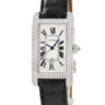 腕時計 カルティエ Cartier タンク アメリカン MM WB710002 自動巻き メンズ レディース K18WG無垢 純正ダイヤ ギョウシェ 青針