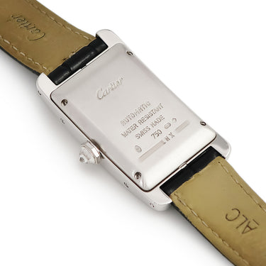 腕時計 カルティエ Cartier タンク アメリカン MM WB710002 自動巻き メンズ レディース K18WG無垢 純正ダイヤ ギョウシェ 青針