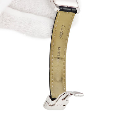 腕時計 カルティエ Cartier タンク アメリカン MM WB710002 自動巻き メンズ レディース K18WG無垢 純正ダイヤ ギョウシェ 青針