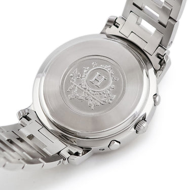 腕時計 エルメス HERMES クリッパー クロノグラフ CL1.920 クオーツ メンズ デイト ホワイト 白 スモールセコンド