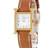 腕時計 エルメス HERMES Hウォッチ PM HH1.201 クオーツ レディース イエローGP×SS コンビ ホワイト 白 H型 ミディアム アラビア
