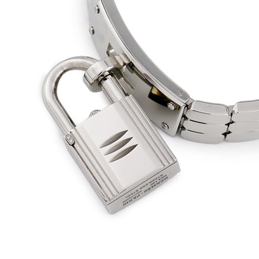 腕時計 エルメス HERMES ケリーウォッチ ミニ KE4.130 クオーツ レディース 新品同様 純正ダイヤ ホワイト 白 カデナ型 錠前 南京錠
