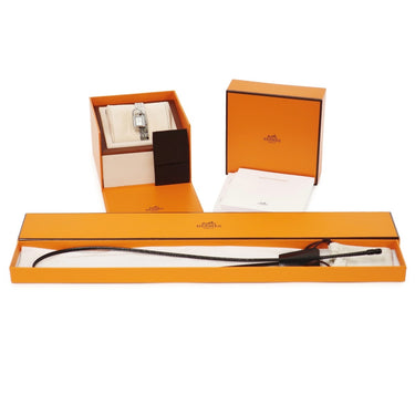 腕時計 エルメス HERMES ケリーウォッチ ミニ KE4.130 クオーツ レディース 新品同様 純正ダイヤ ホワイト 白 カデナ型 錠前 南京錠
