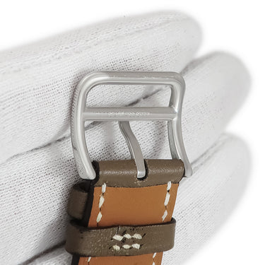 エルメス HERMES 純正 アップルウォッチ 38 40 41mm用 エトゥープ レザー ステンレススチール 腕時計パーツ レザー ベルト バンド 32ｍｍ エトゥープ ドゥブルトゥール 替え