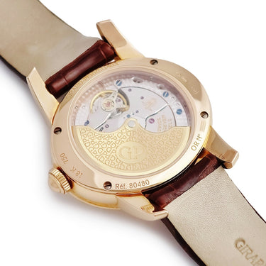腕時計 ジラールペルゴ GIRARD PERREGAUX キャッツアイ 80480 自動巻き レディース K18PG無垢 純正ダイヤ シェル ギョウシェ アイボリー デイト