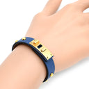 エルメス HERMES ミニドッグ クルーロン ブルー×ゴールド スイフト GP T1 ブレスレット レザーブレス 青