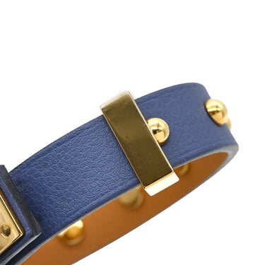 エルメス HERMES ミニドッグ クルーロン ブルー×ゴールド スイフト GP T1 ブレスレット レザーブレス 青