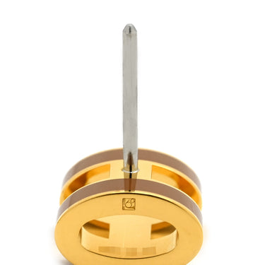 エルメス HERMES ポップアッシュ Hピアス ミニ ブラウンXゴールド GP エナメル ピアス 茶 Hモチーフ