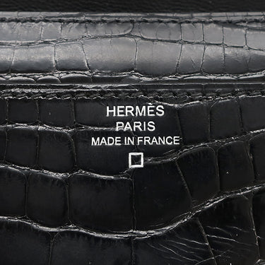 エルメス HERMES コンスタンス ロング ブラック アリゲーター 長財布 シルバー金具 黒 パープル ラッカー金具 クロコ 二つ折り財布