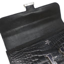 エルメス HERMES コンスタンス ロング ブラック アリゲーター 長財布 シルバー金具 黒 パープル ラッカー金具 クロコ 二つ折り財布