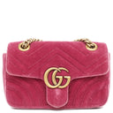 グッチ GUCCI GGマーモント スモール ショルダー 446744 ピンク ベロア ショルダーバッグ ヴィンテージ金具 ダブルG ハートモチーフ