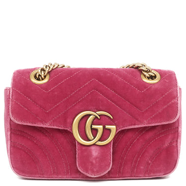 グッチ GUCCI GGマーモント スモール ショルダー 446744 ピンク ベロア ショルダーバッグ ヴィンテージ金具 ダブルG ハートモチーフ