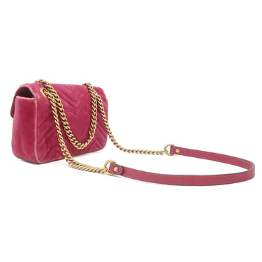 グッチ GUCCI GGマーモント スモール ショルダー 446744 ピンク ベロア ショルダーバッグ ヴィンテージ金具 ダブルG ハートモチーフ