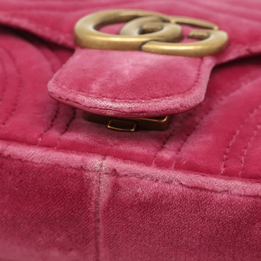 グッチ GUCCI GGマーモント スモール ショルダー 446744 ピンク ベロア ショルダーバッグ ヴィンテージ金具 ダブルG ハートモチーフ
