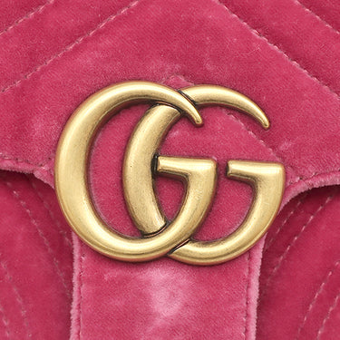 グッチ GUCCI GGマーモント スモール ショルダー 446744 ピンク ベロア ショルダーバッグ ヴィンテージ金具 ダブルG ハートモチーフ