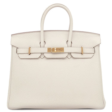 エルメス HERMES バーキン25 クレ トゴ ハンドバッグ ピンクゴールド金具 オフホワイト