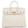 エルメス HERMES バーキン25 クレ トゴ ハンドバッグ ピンクゴールド金具 オフホワイト