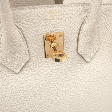 エルメス HERMES バーキン25 クレ トゴ ハンドバッグ ピンクゴールド金具 オフホワイト