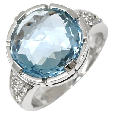 ブルガリ BVLGARI パレンテシ カクテル ブルートパーズ ダイヤ ホワイトゴールド K18WG ブルートパーズ ダイヤモンド リング 指輪 750WG 18金 16号