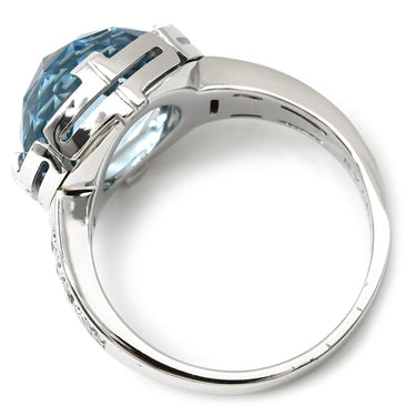 ブルガリ BVLGARI パレンテシ カクテル ブルートパーズ ダイヤ ホワイトゴールド K18WG ブルートパーズ ダイヤモンド リング 指輪 750WG 18金 16号