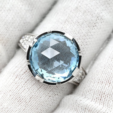 ブルガリ BVLGARI パレンテシ カクテル ブルートパーズ ダイヤ ホワイトゴールド K18WG ブルートパーズ ダイヤモンド リング 指輪 750WG 18金 16号