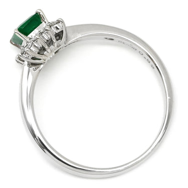 タサキ TASAKI エメラルド ダイヤ グリーン×プラチナシルバー Pt900 エメラルド ダイヤモンド リング 指輪 TASAKI プラチナ900 エメラルドカット 18号