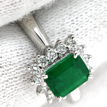 タサキ TASAKI エメラルド ダイヤ グリーン×プラチナシルバー Pt900 エメラルド ダイヤモンド リング 指輪 TASAKI プラチナ900 エメラルドカット 18号
