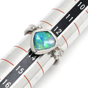 真々田誠次 Seiji Art Jewelry ボルダーオパール ダイヤ ブルー×プラチナシルバー Pt900 ボルダーオパール ダイヤモンド リング 指輪 Pt900 遊色 プレイオブカラー フリーシェイプ ハンドメイド 13号