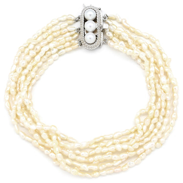 TASAKI TASAKI ケシパール パールホワイト×ホワイトゴールド K14WG パール ブレスレット TASAKI 7連パール 多連 ライスパール マルチストランドデザイン 真珠