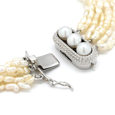 TASAKI TASAKI ケシパール パールホワイト×ホワイトゴールド K14WG パール ブレスレット TASAKI 7連パール 多連 ライスパール マルチストランドデザイン 真珠